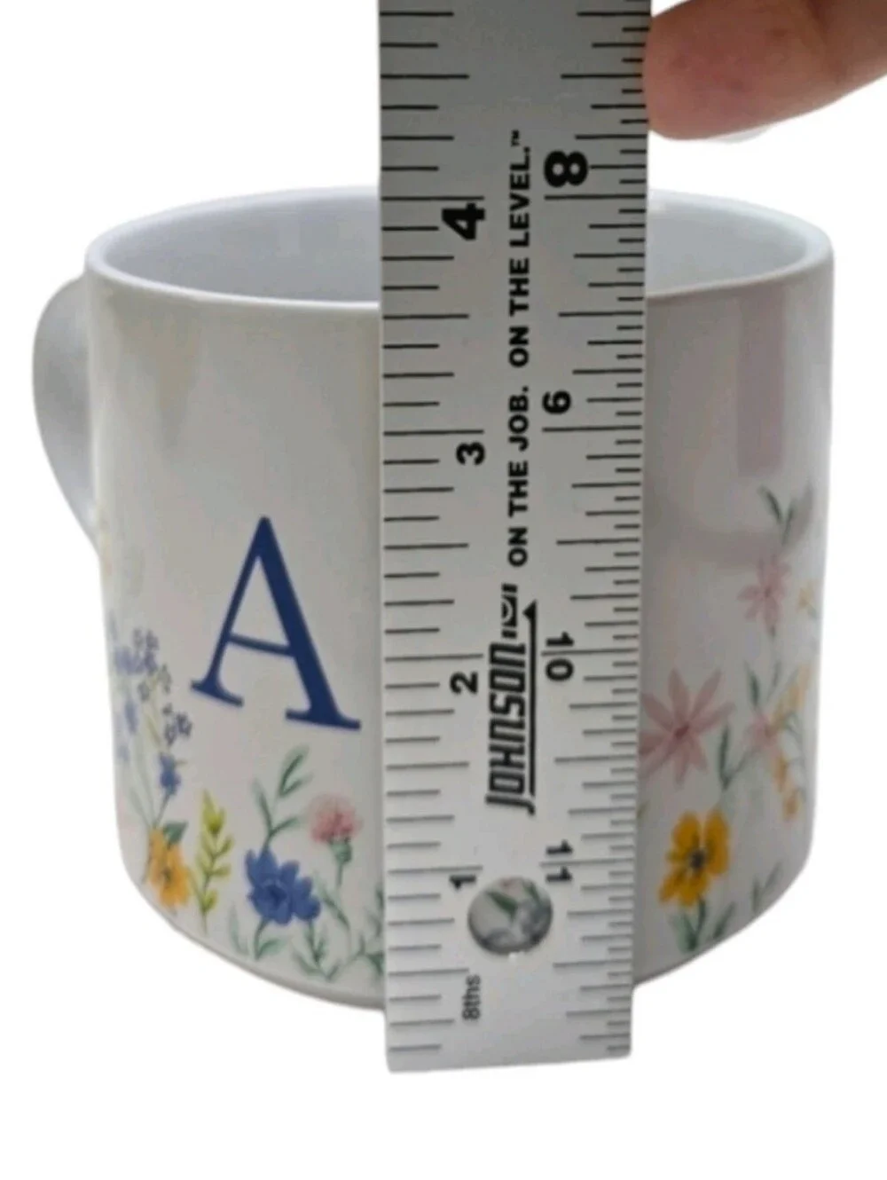 Monogram Letter A Floral Ceramic Coffee Mug White Wildflower Cottagecore Cup